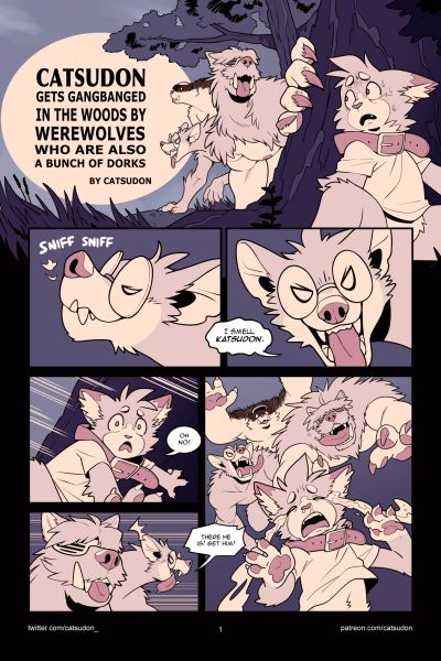 Catsudon Gets Gangbanged In The Woods By Werewolves Who Are Also A Bunch Of Dorks page 1