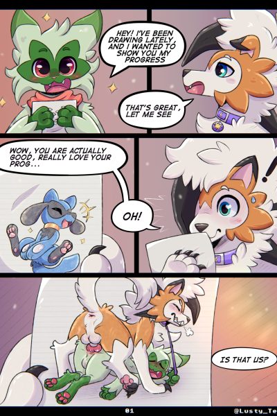 Dusk Lycanroc X Floragato (ongoing) Comic Porn page 1